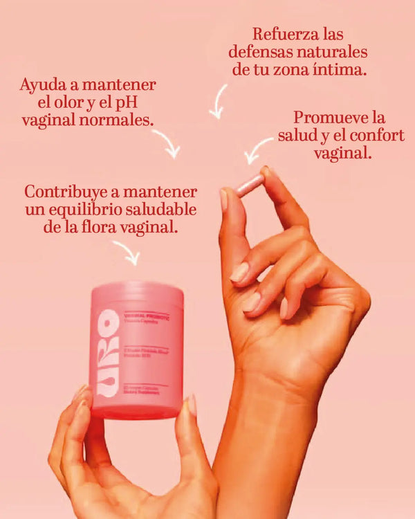 Probióticos Vaginales para Mujeres, beneficios incluyen equilibrio de flora, salud y confort vaginal.
