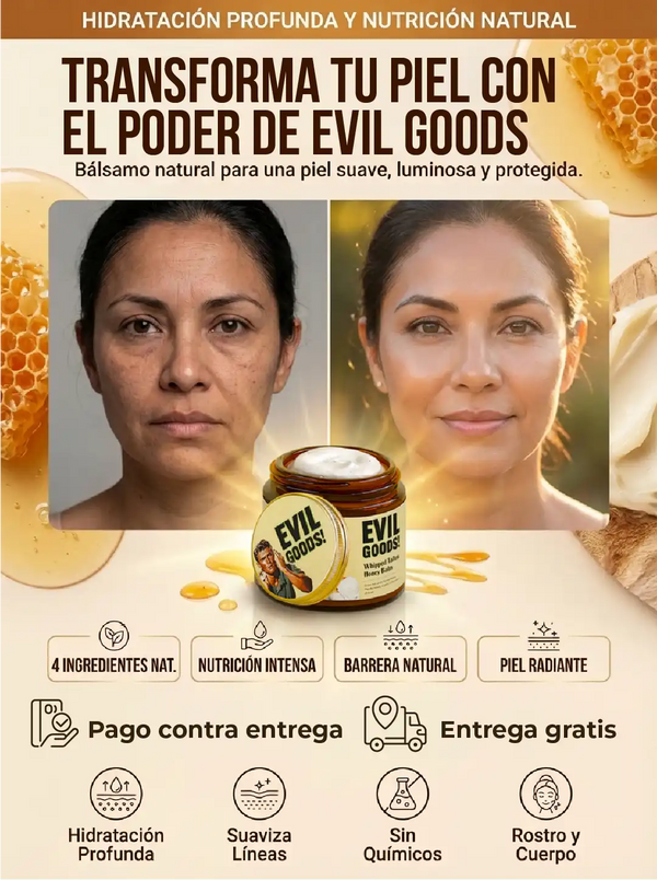 Bálsamo de sebo de res Evil Goods que transforma la piel seca en piel suave y radiante con ingredientes naturales.