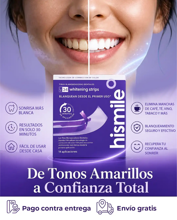 Hismile V34 Tiras Blanqueadoras Dentales