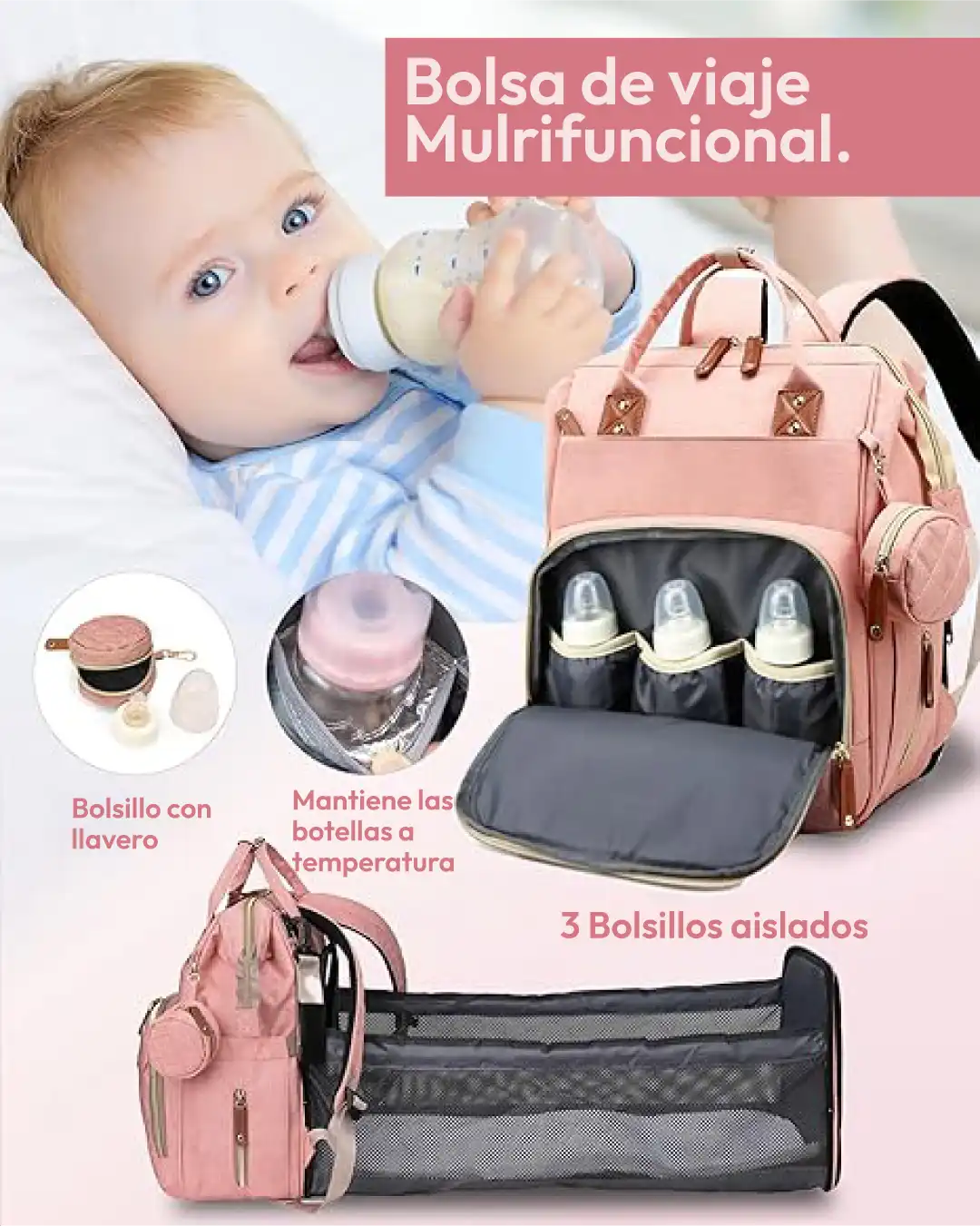 Pañalera Tipo Morral con Cambiador
