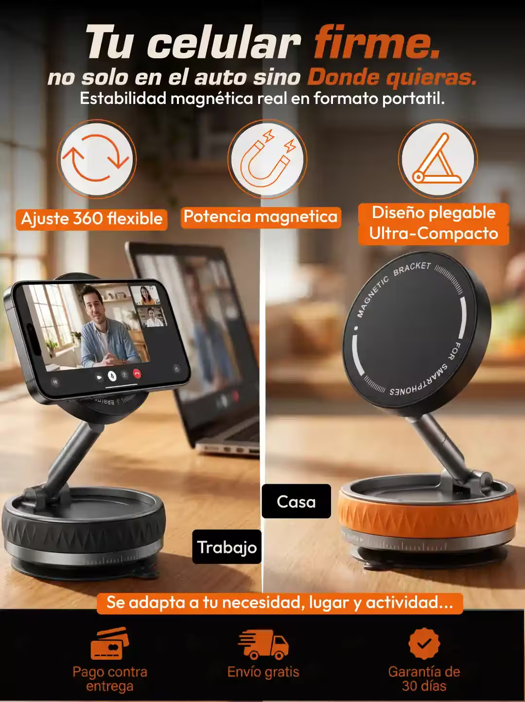 Soporte Magnético Retráctil Plegable con Ventosa para Smartphone