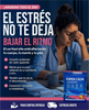 Mujer estresada con producto Super calm + Termo Deportivo en la mesa, buscando calma y equilibrio en su vida.